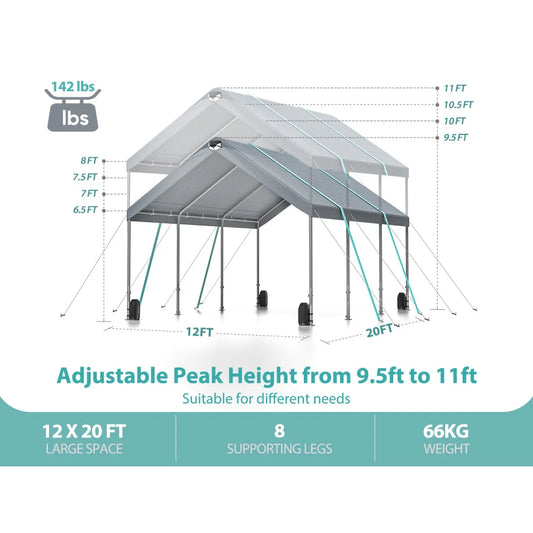 12*20 Heavy Duty Carport Canopy