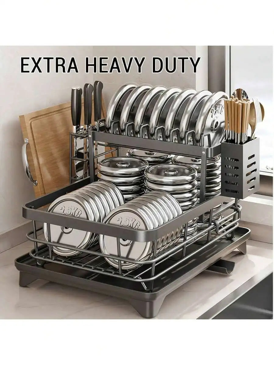 2-Tier Black Expandable Dish Drying Rack