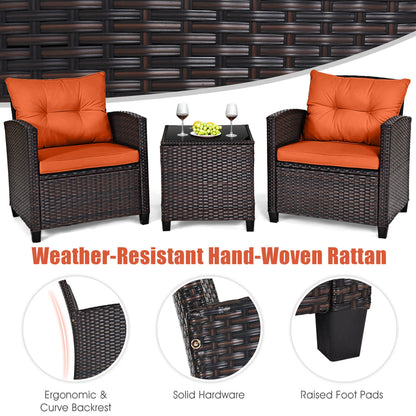3 PCS Patio Rattan