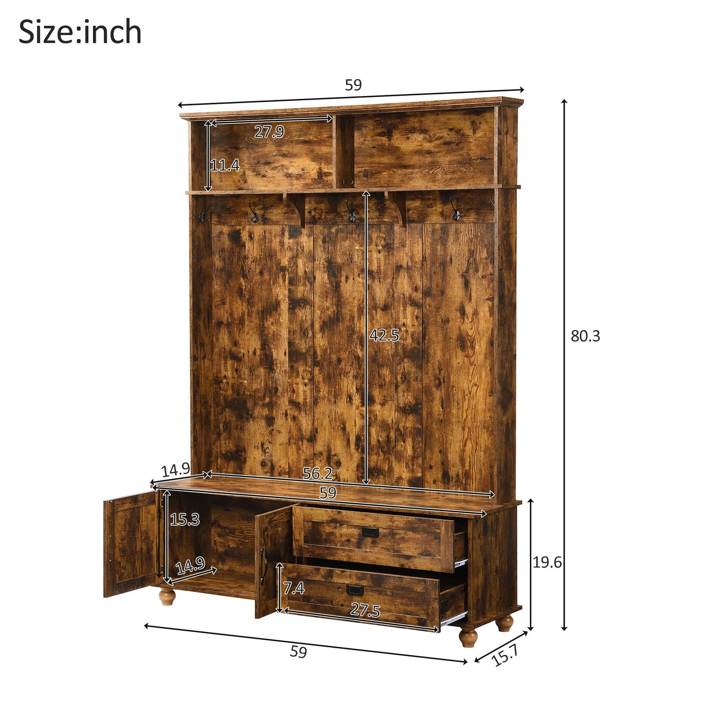 Modern Style Hall Tree With Storage