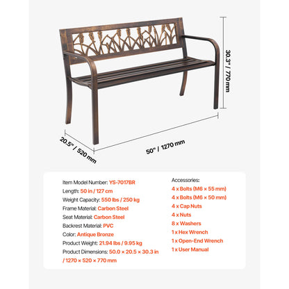 Outdoor Bench Wooden or Metal