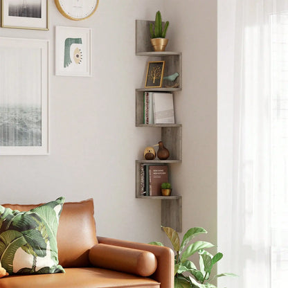 5-Tier Corner Floating Shelf Wall Mounted
