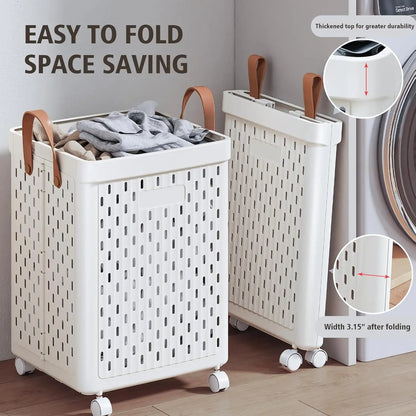 Laundry Basket with Wheels and Handle
