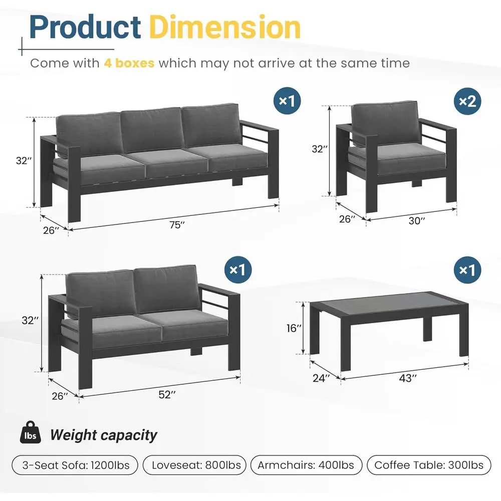 Gray Oversized Metal Patio Furniture