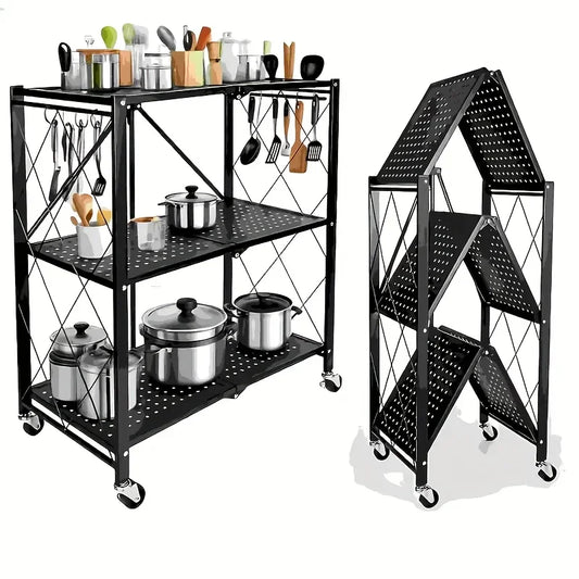 Metal shelves with wheels, storage shelves