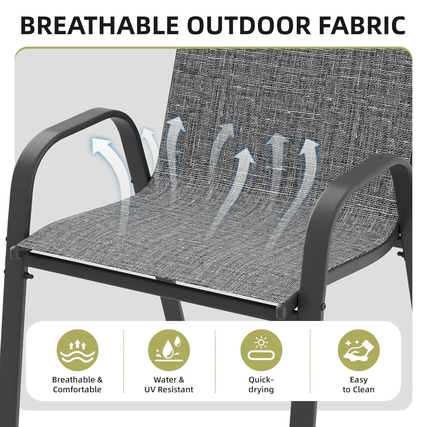 Stackable All-Weather Patio Chairs Set of 6