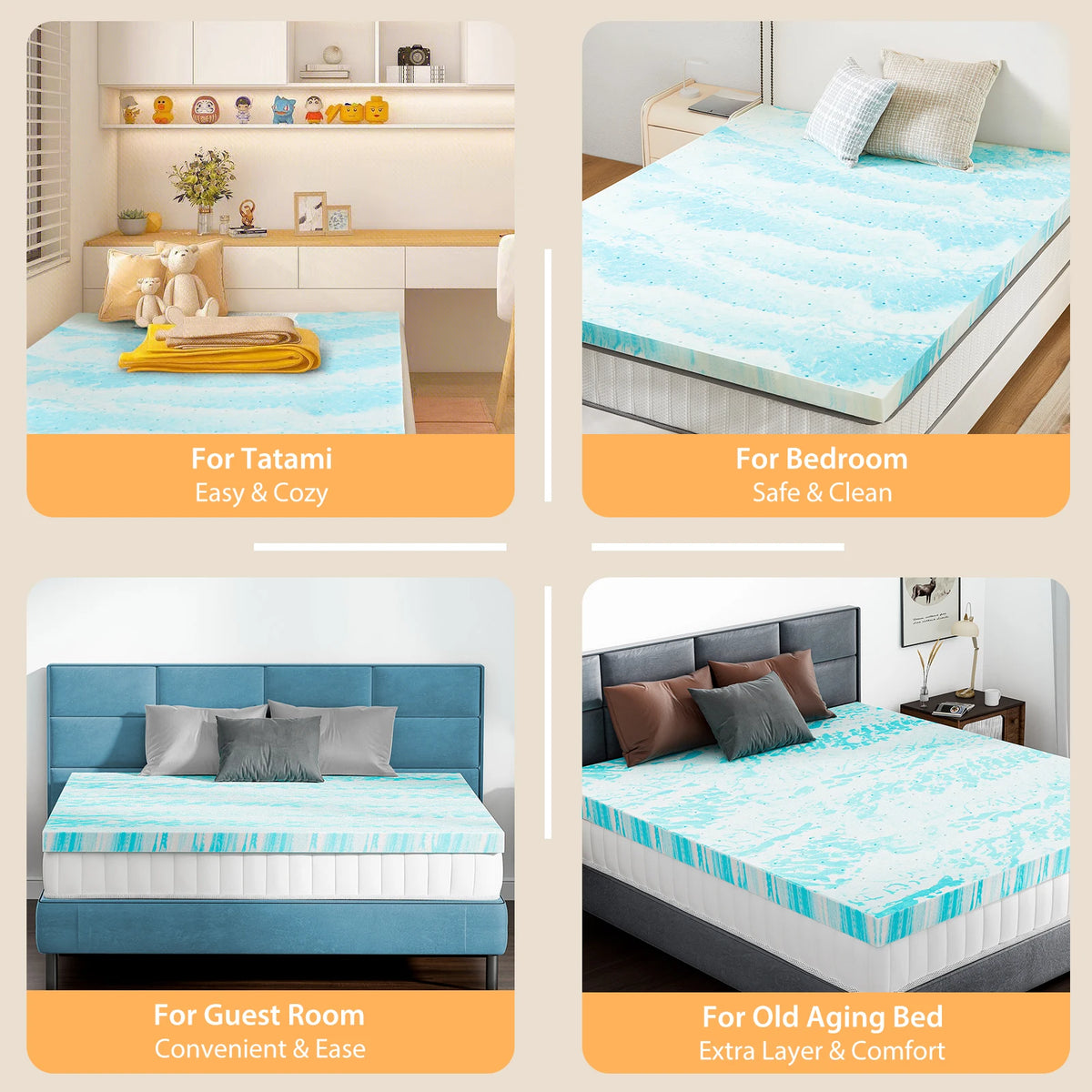 2-4 Inch Gel Memory Foam
