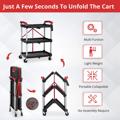 3 Tier Rolling Cart, 167Lbs