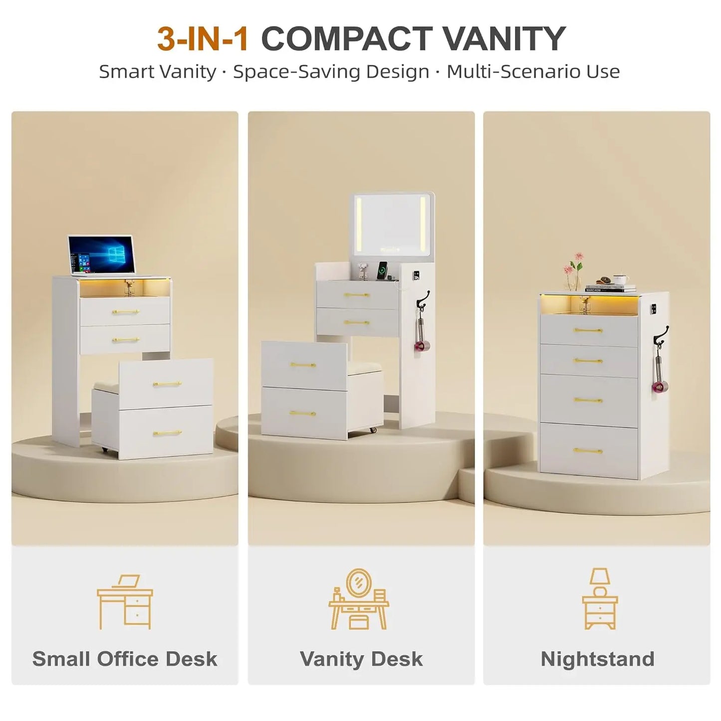 3 in 1 Vanity Desk