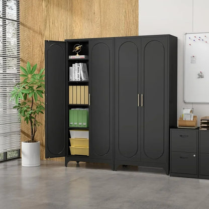 Black Metal Storage Cabinet 75 Inch Tall
