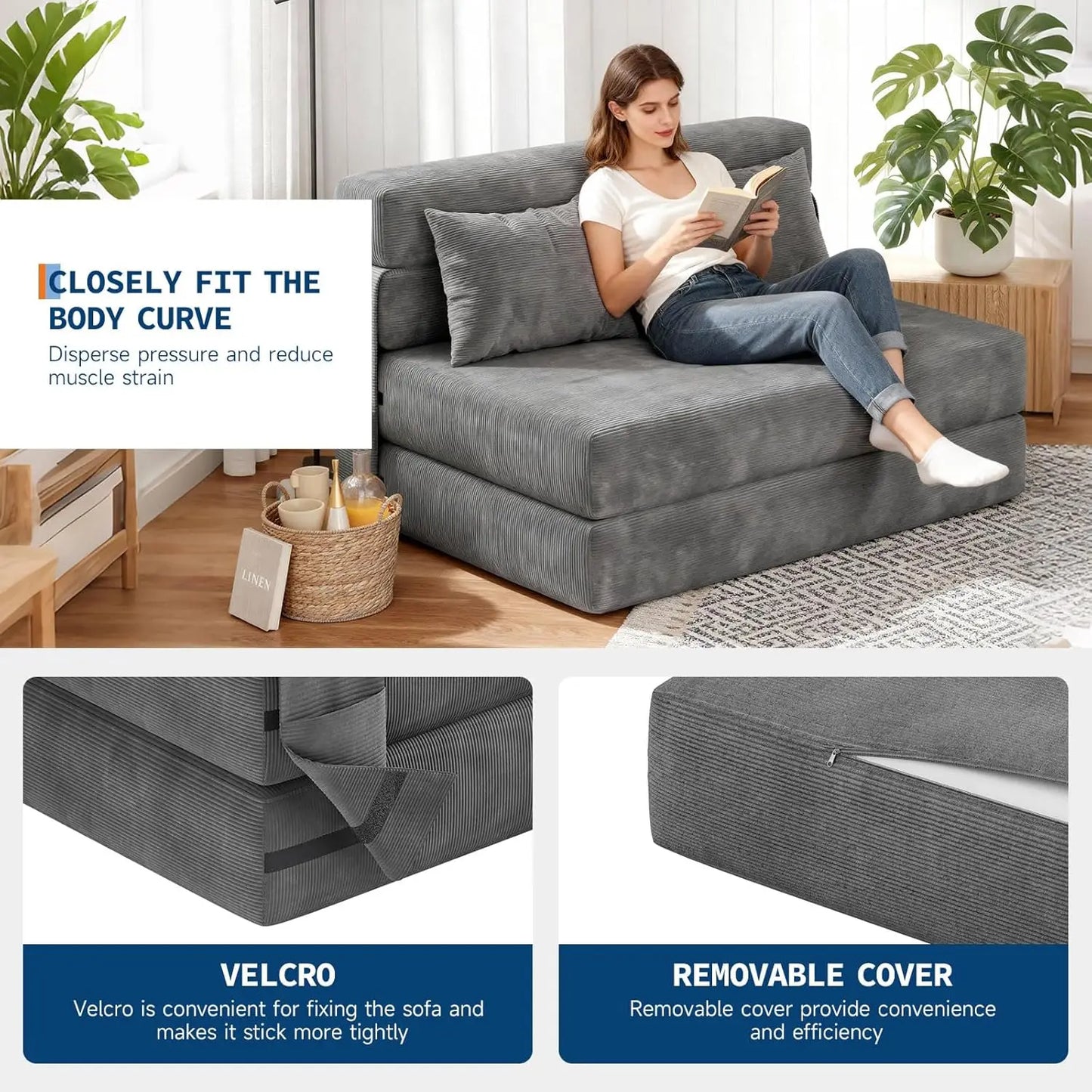 4-in-1 Convertible Folding Sofa Bed