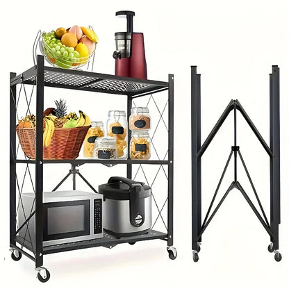 Metal shelves with wheels, storage shelves