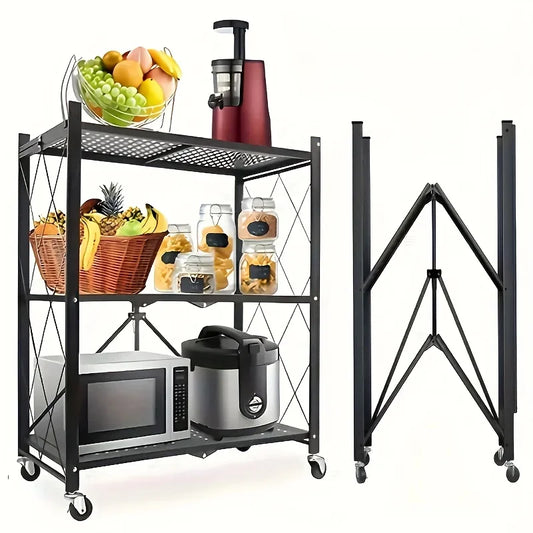 Metal shelves with wheels, storage shelves