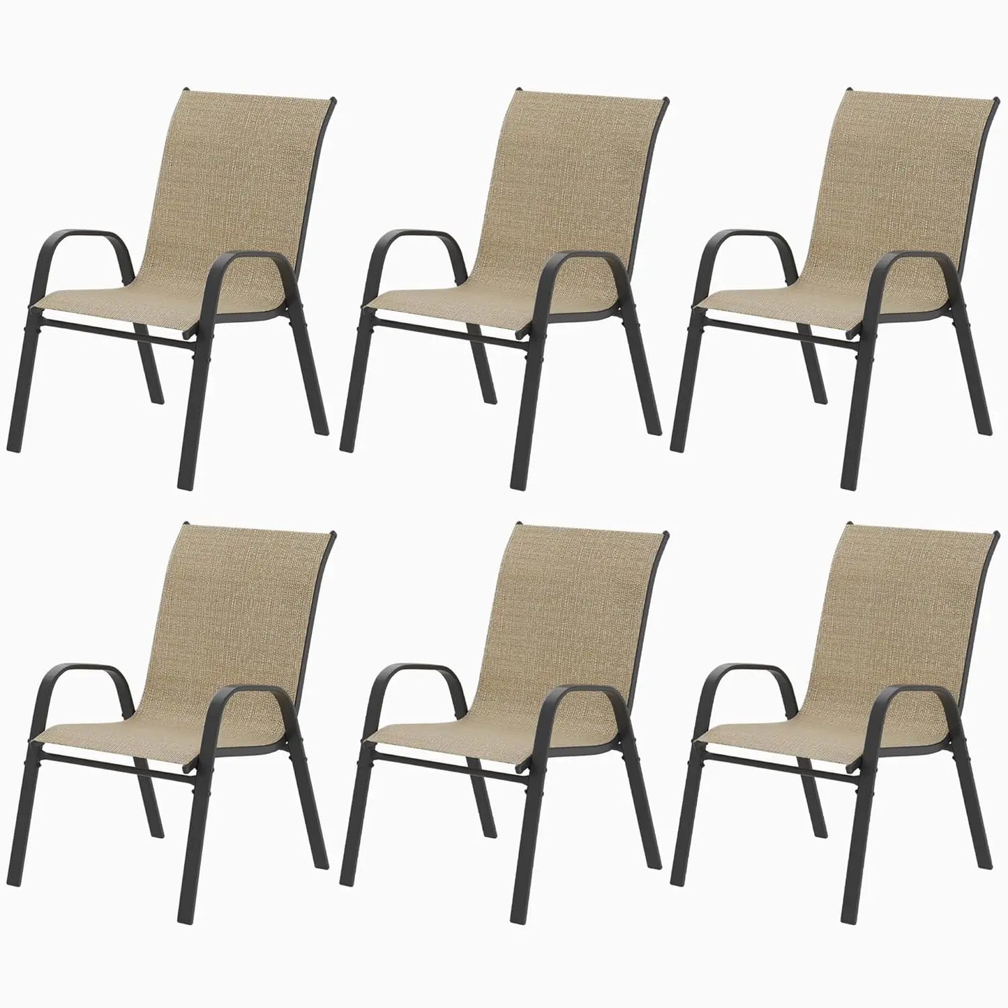 Stackable All-Weather Patio Chairs Set of 6
