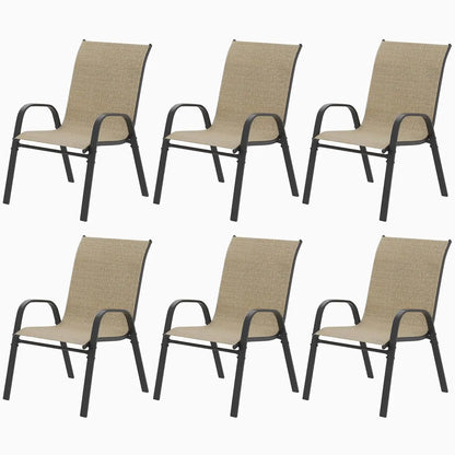 Stackable All-Weather Patio Chairs Set of 6