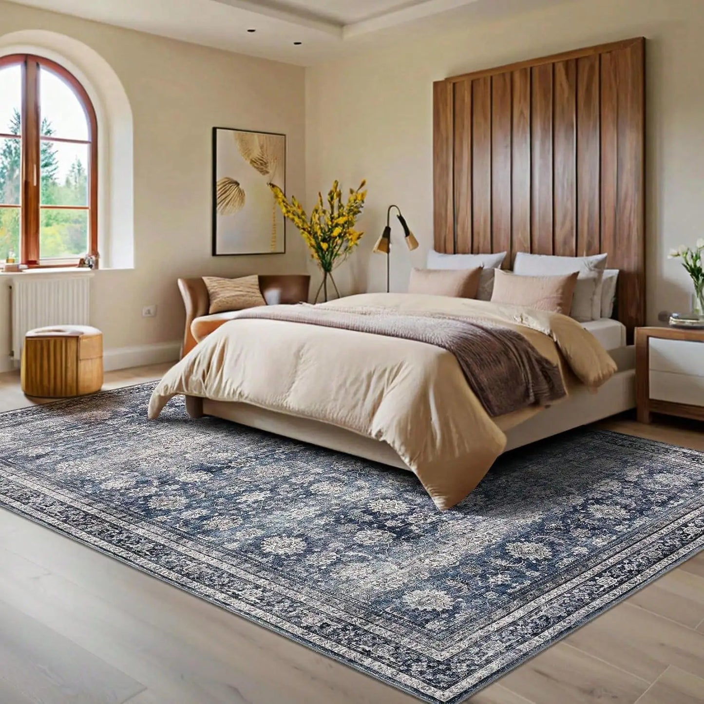 Area Rug Floral Distressed