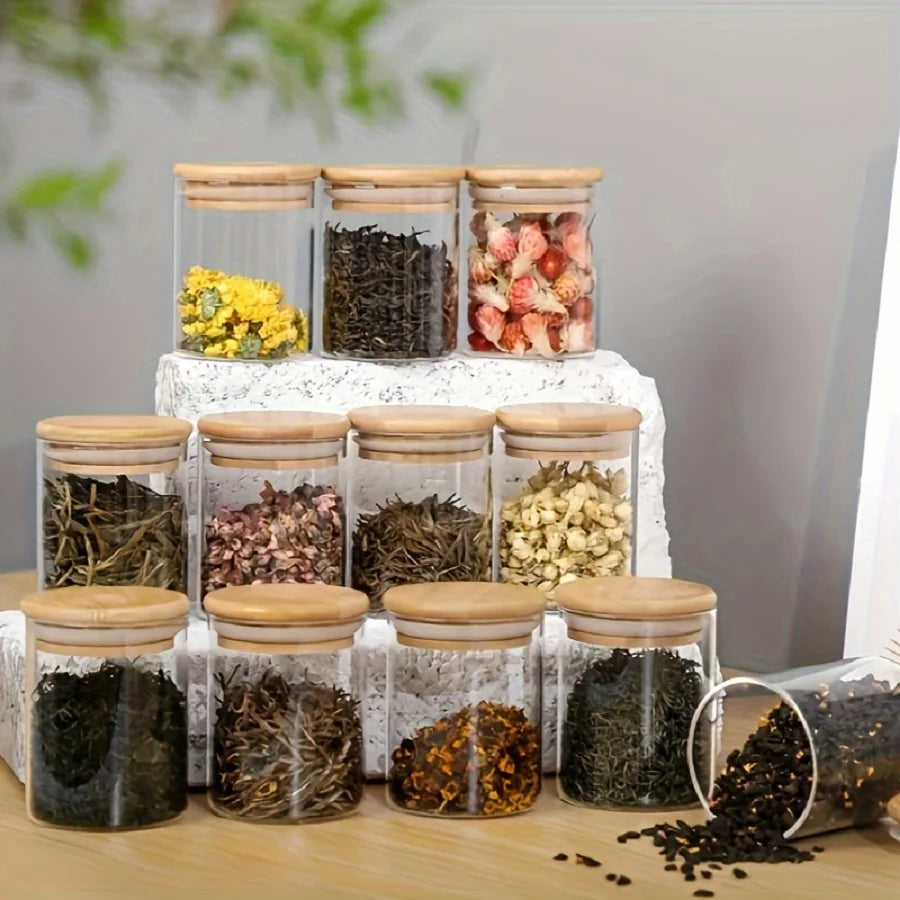 12pcs/set Airtight Glass Storage Jar