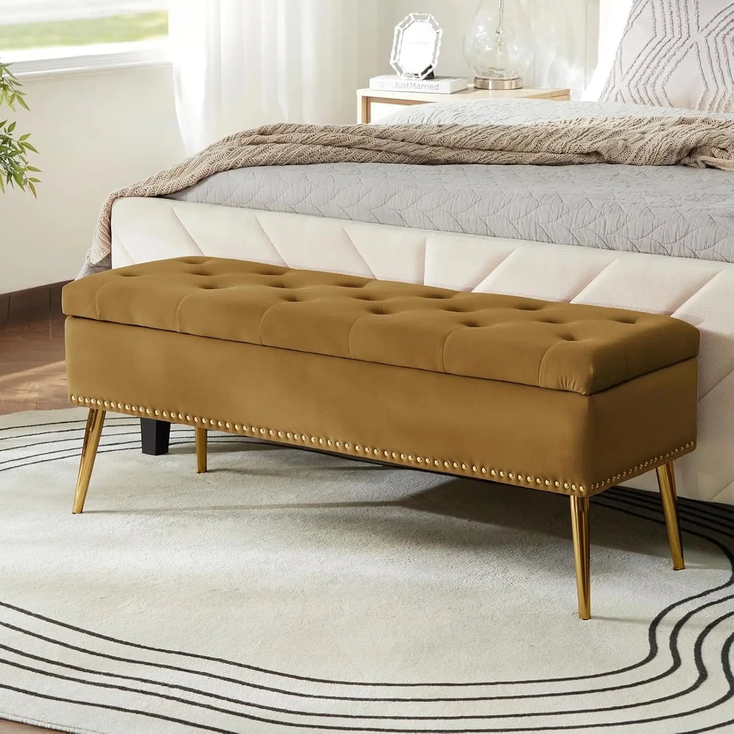 Modern Velvet Storage  Bench