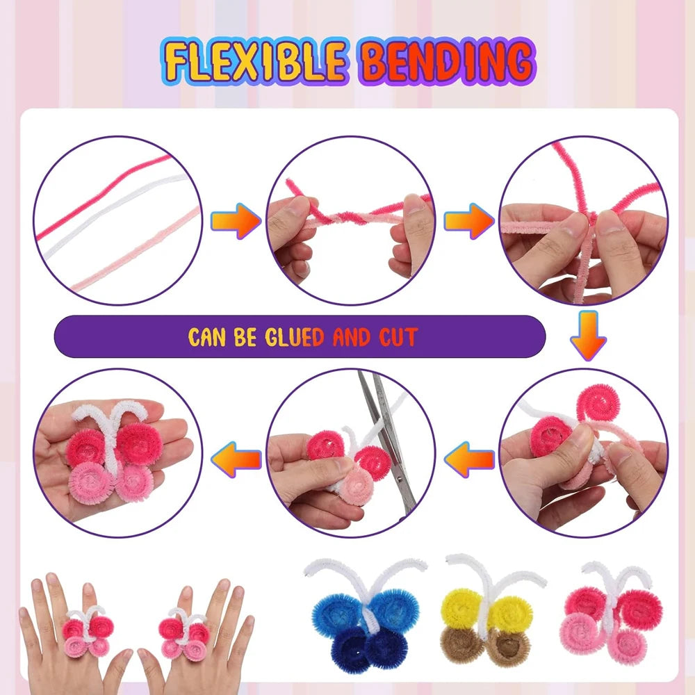 100-1500Pcs Colorful Pipe Cleaners