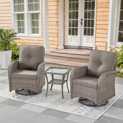 3 Pieces Black Wicker Patio Furniture