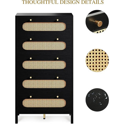 47" Tall Natural Rattan Buffet Cabinet