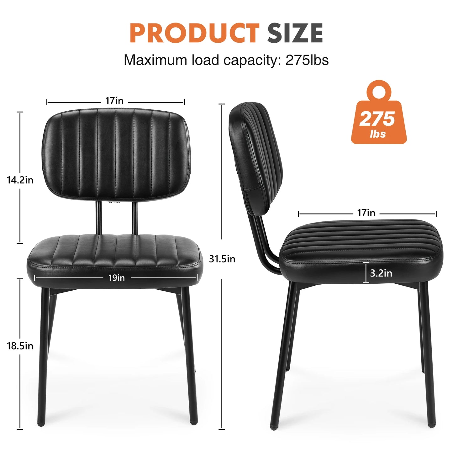 Faux Leather Modern Dining Chairs Set of 2