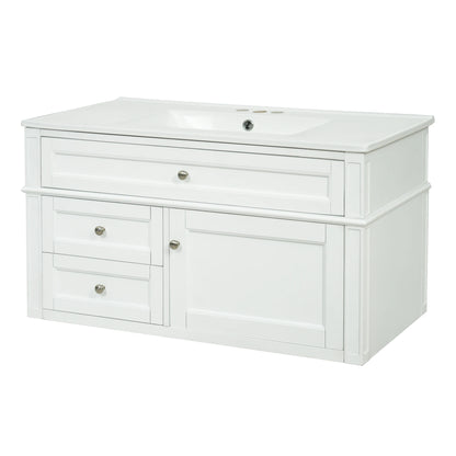 36'' Modern Floating Bathroom Vanity with Ceramic Sink