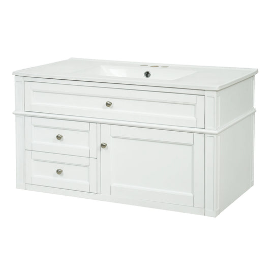 36'' Modern Floating Bathroom Vanity with Ceramic Sink