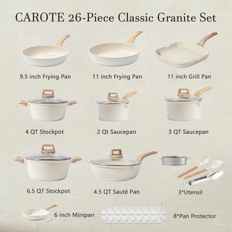 26cs w/Frying Pans & Saucepans & Grill Pan
