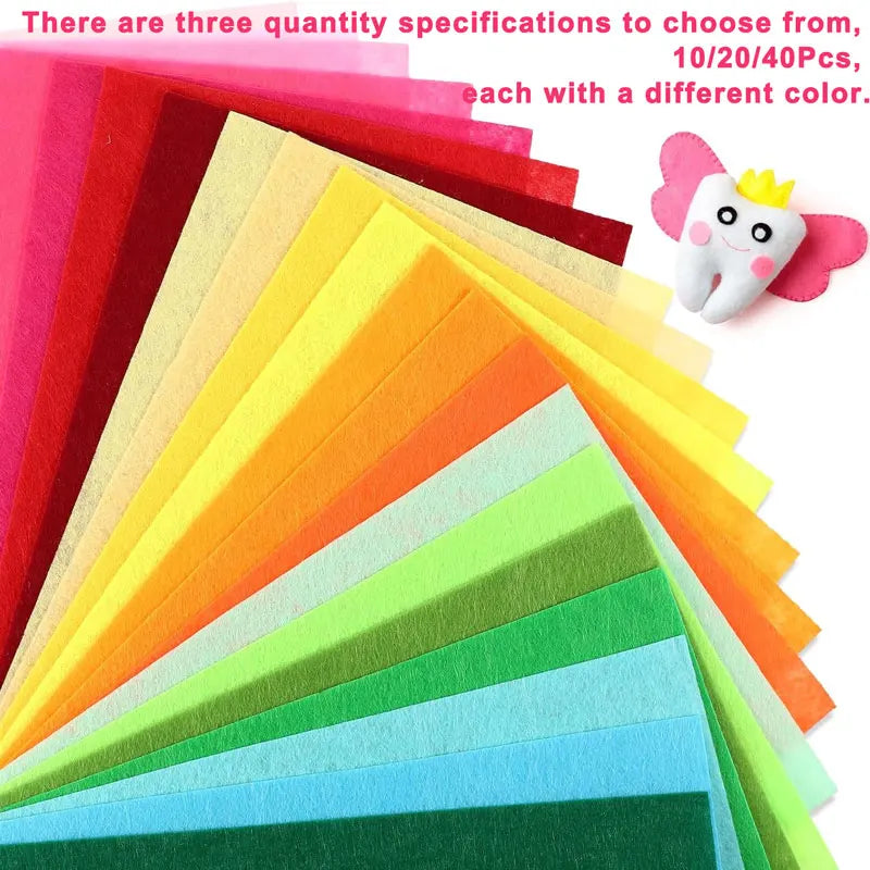 10-40Pcs Assorted Color Felt Fabric Sheets