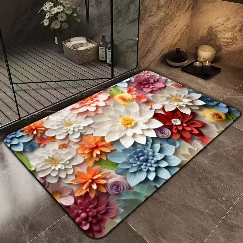 1pc multi-color floral print design mat