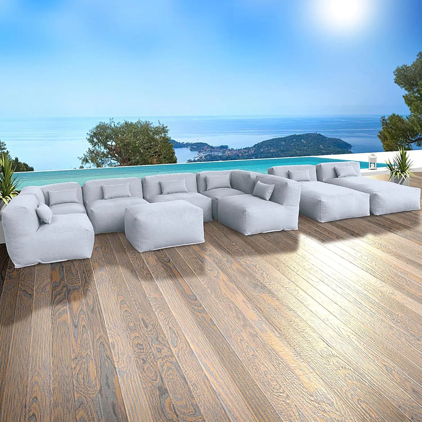 Patio Furniture Set Bean Bag 9 Pieces