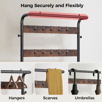 4-in-1 Coat Rack with Shoe Bench