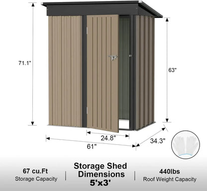 Metal Outdoor Storage Shed 5 x 3 FT