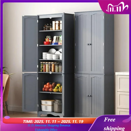 72" Tall Pantry Cabinet Freestanding Wooden