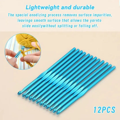 12Pcs 5mm Aluminum Crochet Hooks