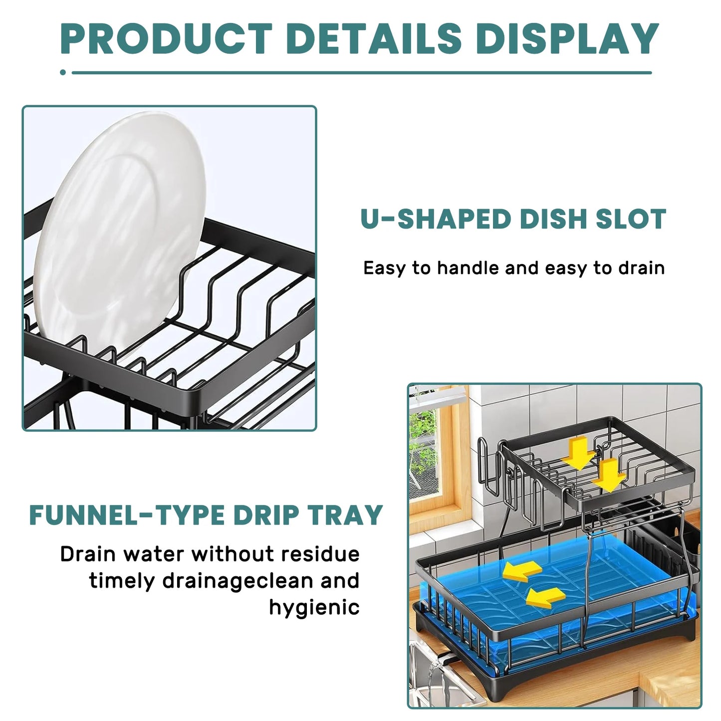 Large 2-tier dish drying rack