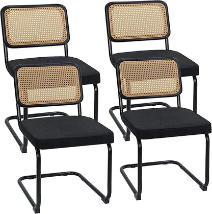 Modern Cane Dining Chairs, Set of 4