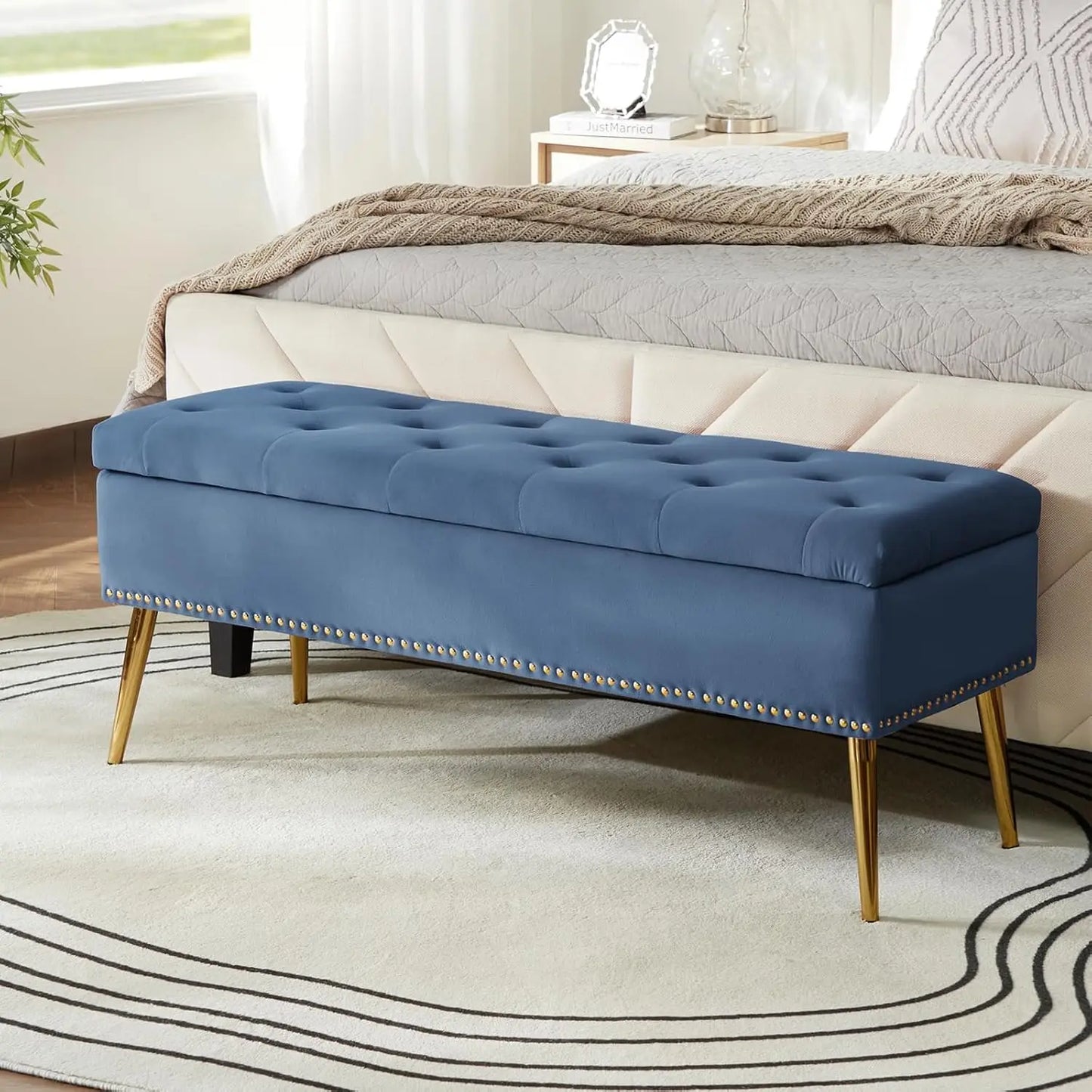 Modern Velvet Storage  Bench