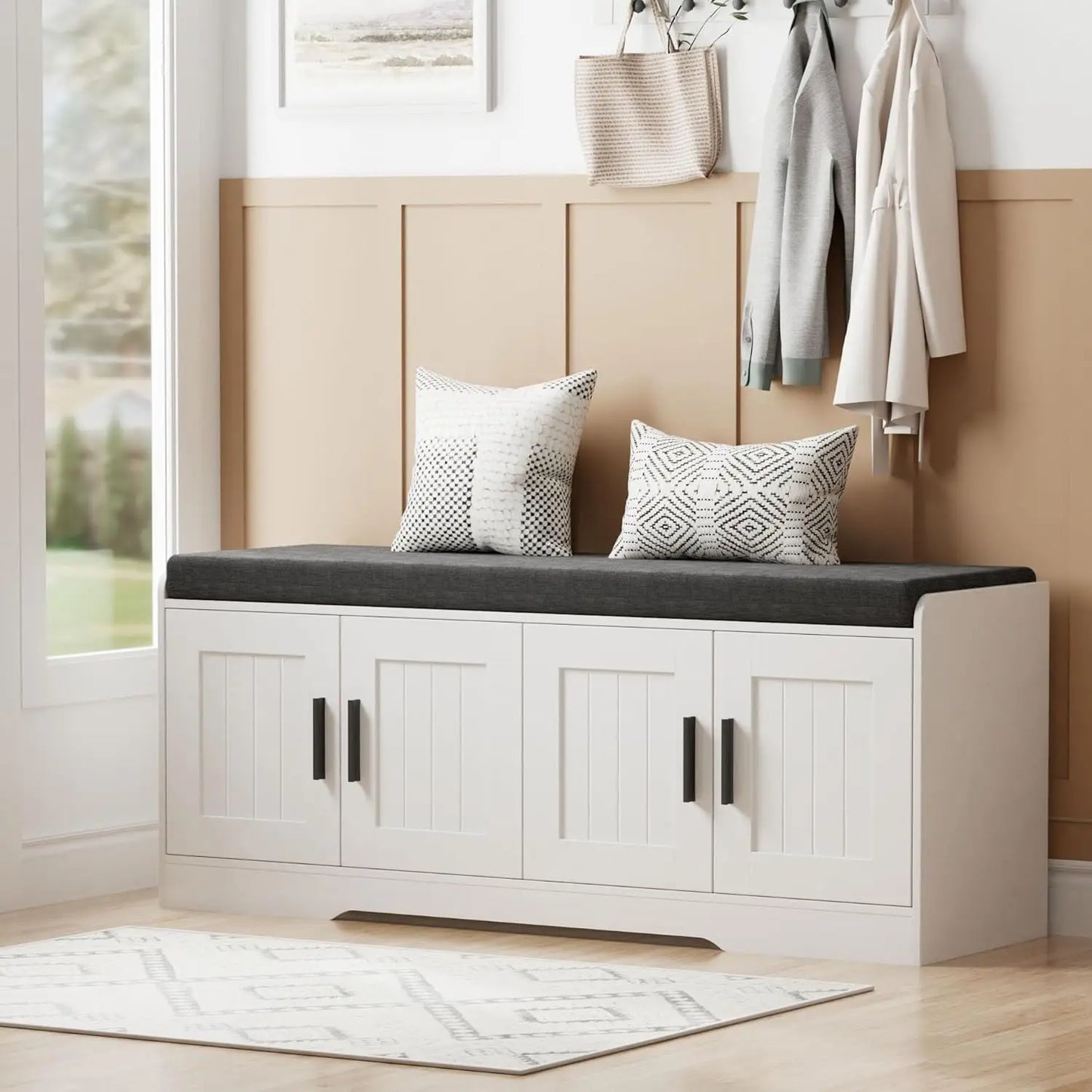 2-Tier Shoe Bench with Padded Seat