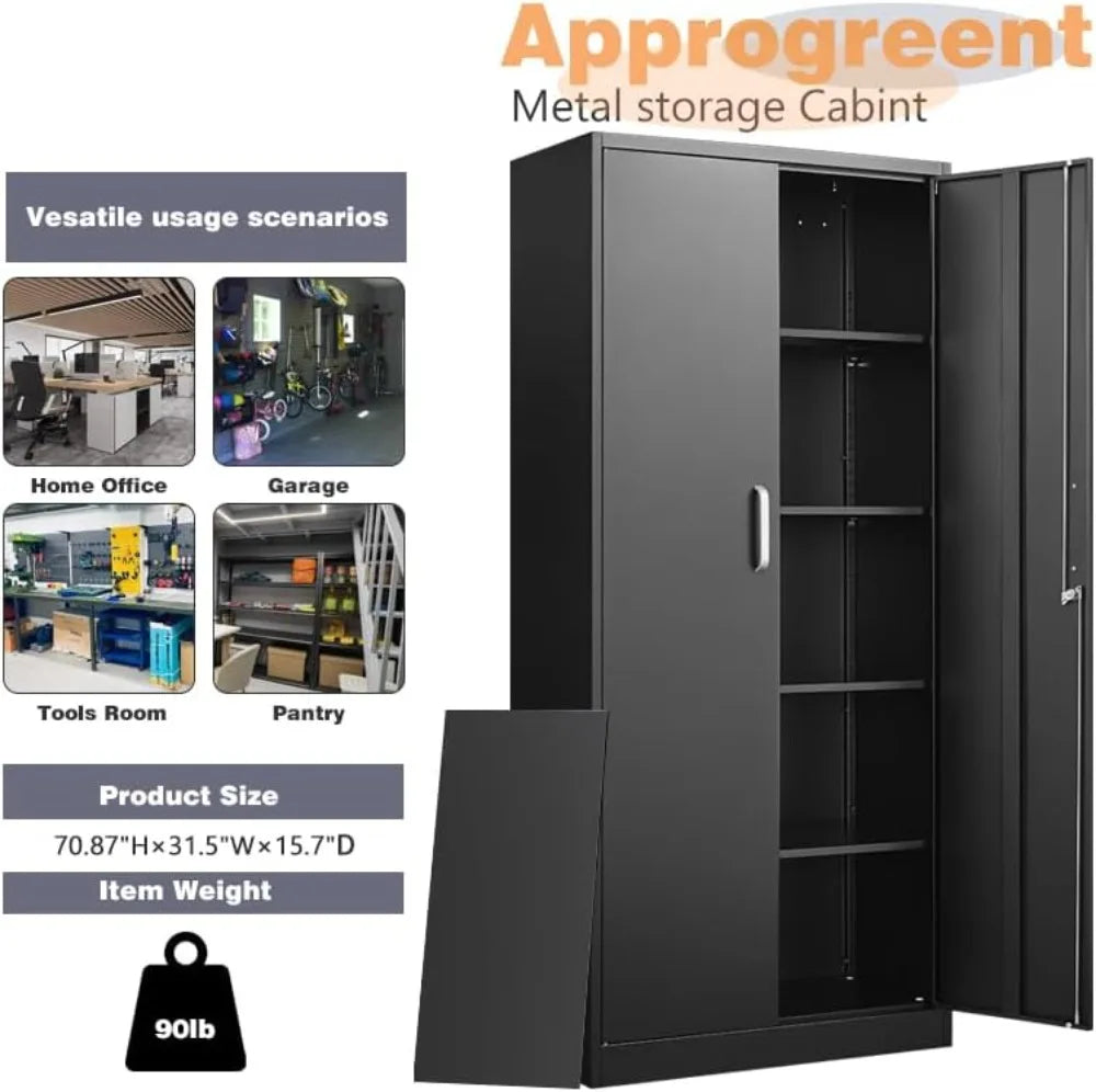 71" Black Metal  Cabinet