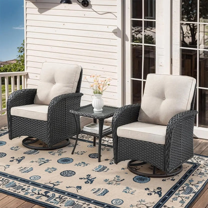 3 Pieces Black Wicker Patio Furniture