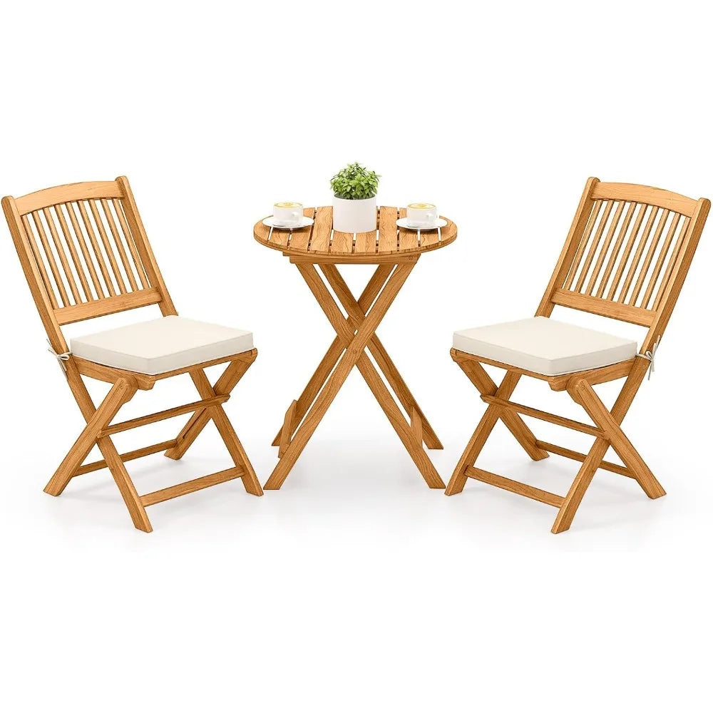 3 Pieces Wood Patio Set