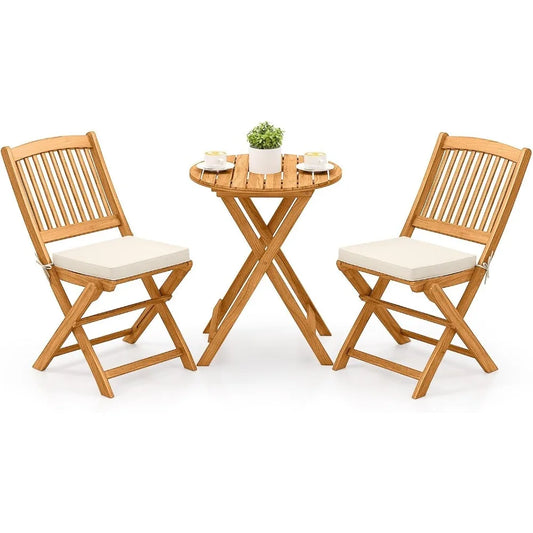 3 Pieces Wood Patio Set