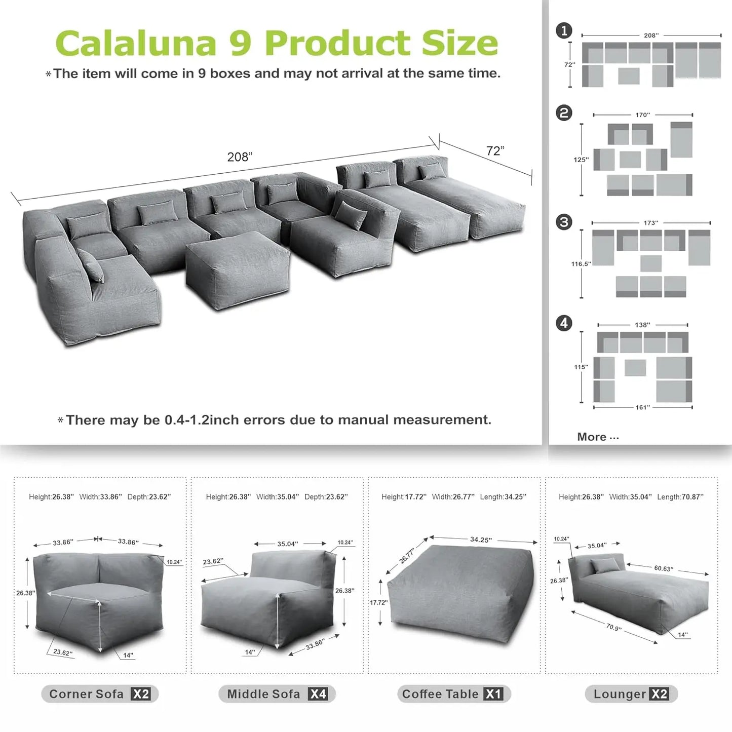 Patio Furniture Set Bean Bag 9 Pieces