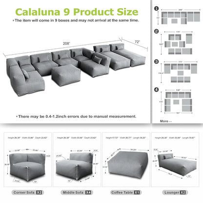 Patio Furniture Set Bean Bag 9 Pieces