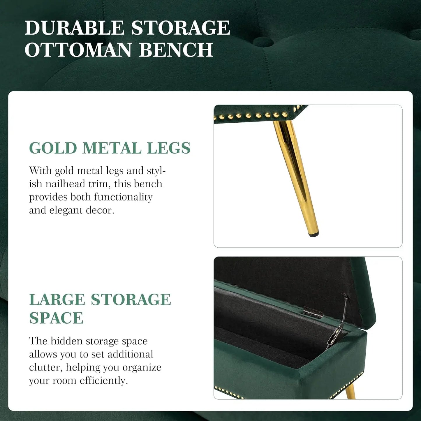 Modern Velvet Storage  Bench