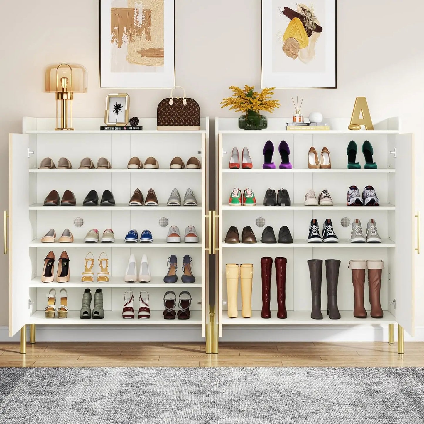 6-Shelf Shoe Storage Cabinet with Doors