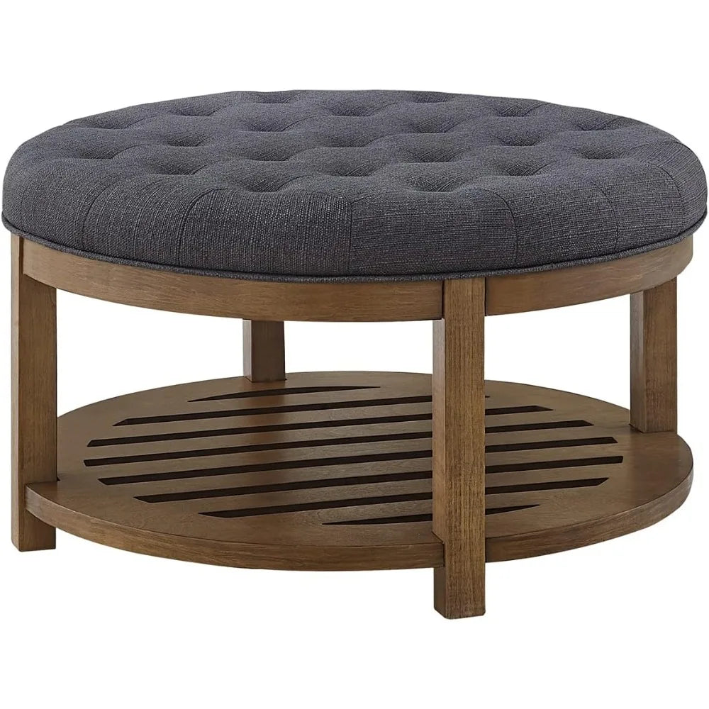 Large Round Upholstered Ottoman
