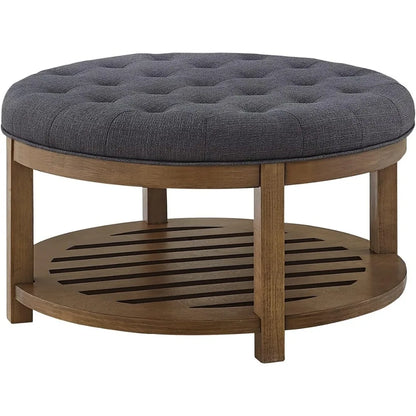 Large Round Upholstered Ottoman